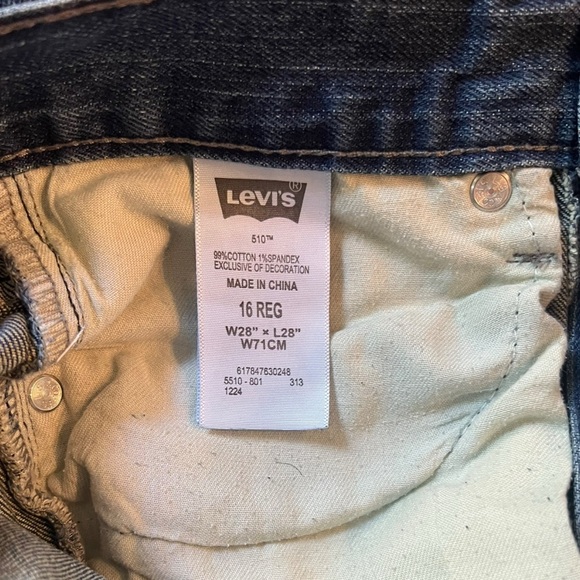 Girl’s Levi’s 510 Super Skinny Jeans Size 16 (28 waist x 28 length) - Picture 5 of 6